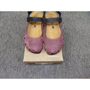 PLAKTON Women's Plum Leather Closed Toe Ankle Strap Comfort Sandals EU 37 US 6.5